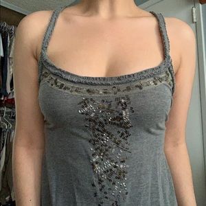 Hollister Sequin Cross Back Bow Tie Tank